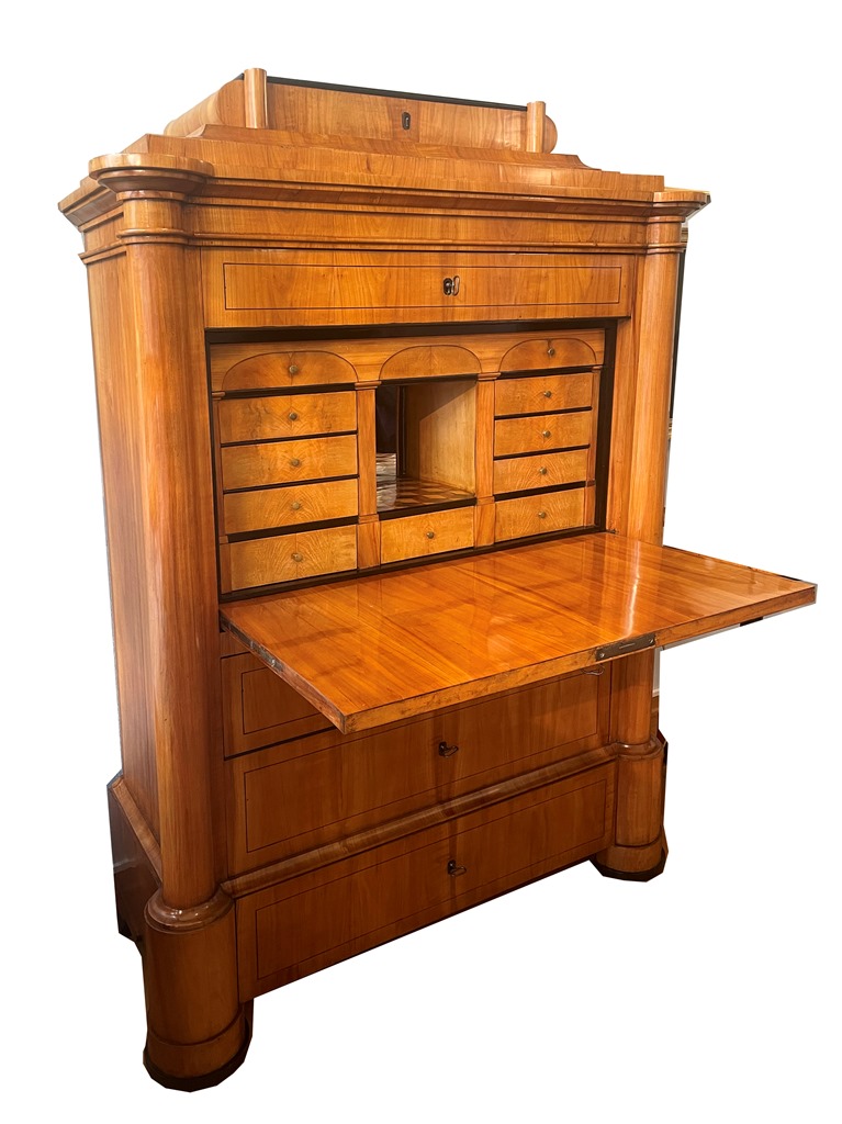 Kirschbaum Biedermeier Sekretär mit Aufsatz