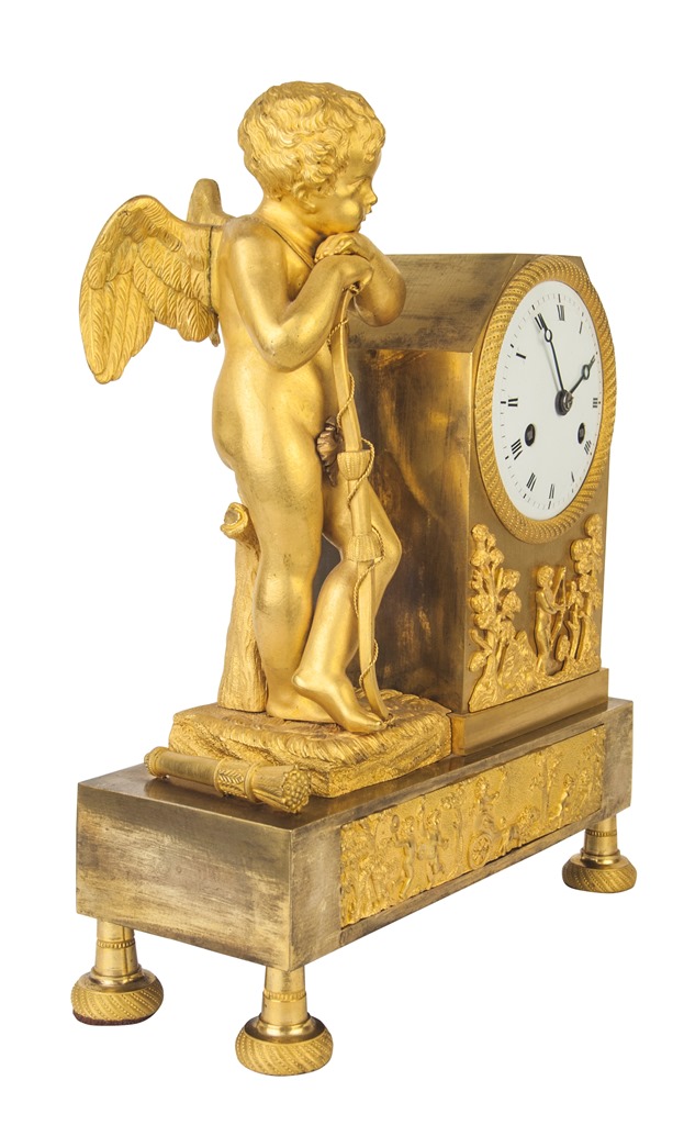 Biedermeier Uhr mit goldenem Engel