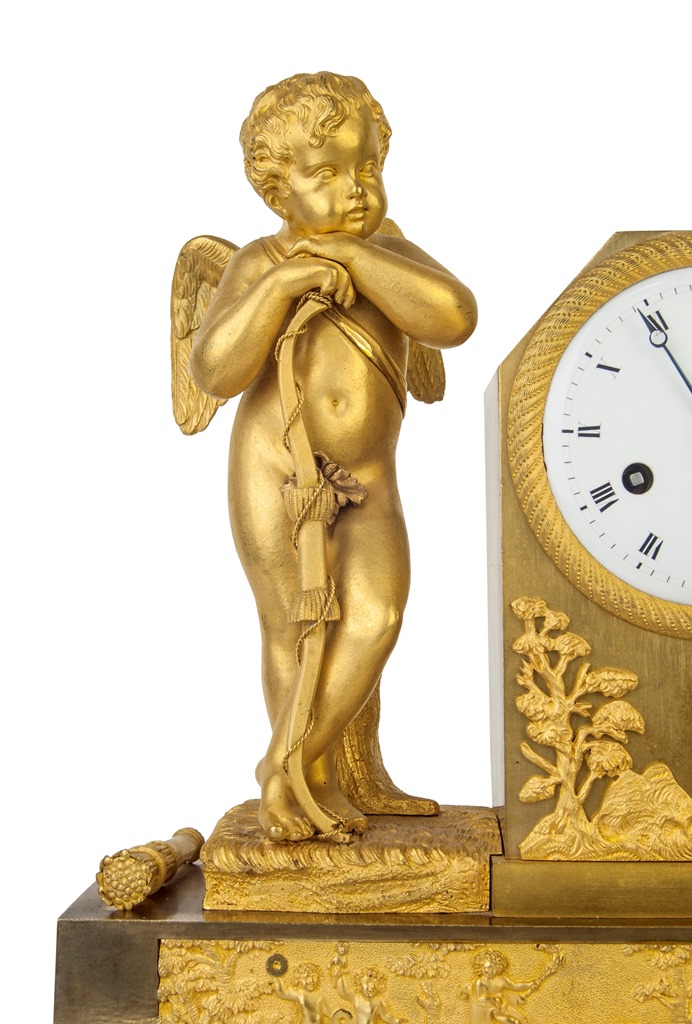 Biedermeier Uhr mit goldenem Engel